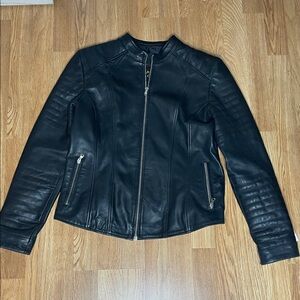 Elegant Black Leather Jacket for Women